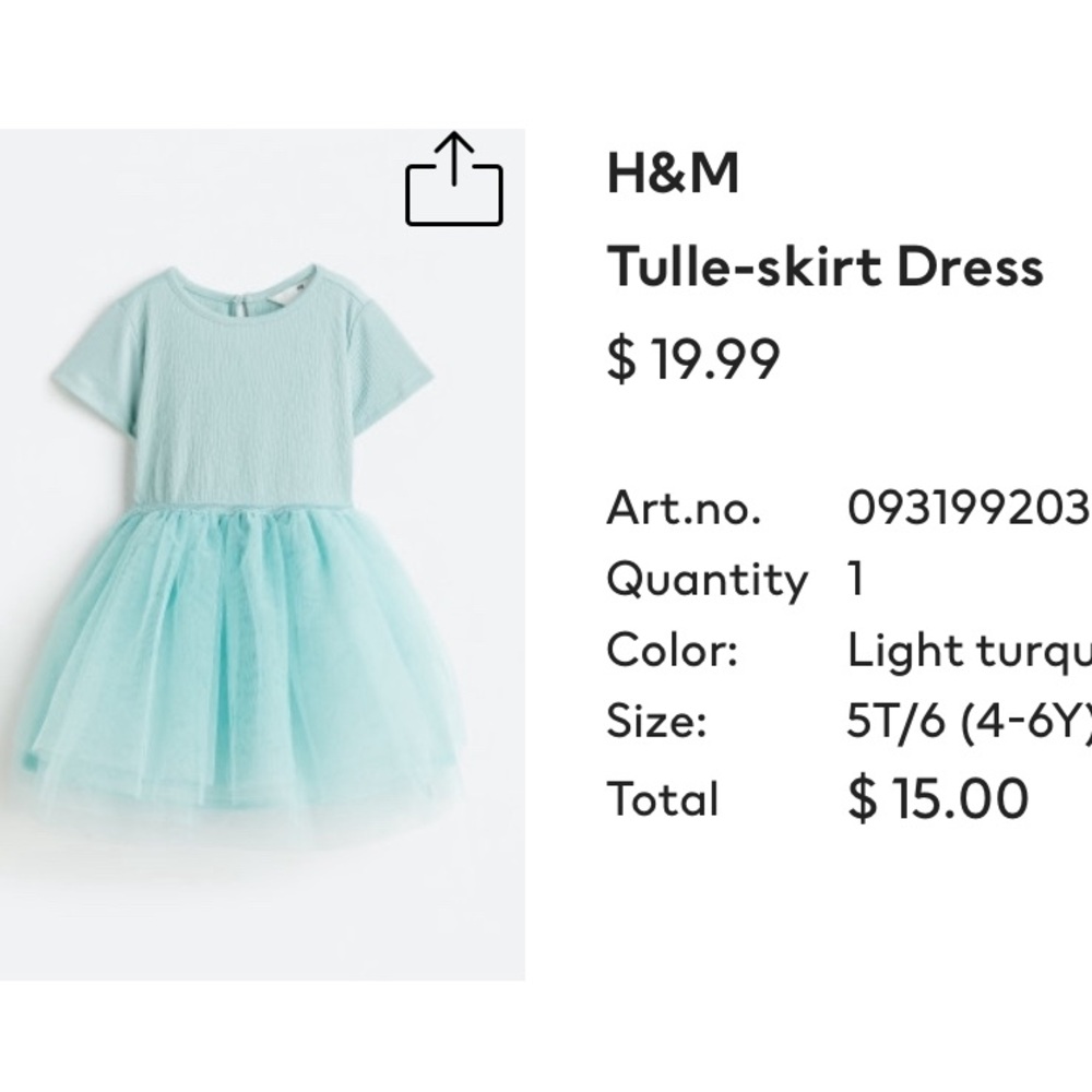 A Tulle-skirt Dress. Size 5T/6